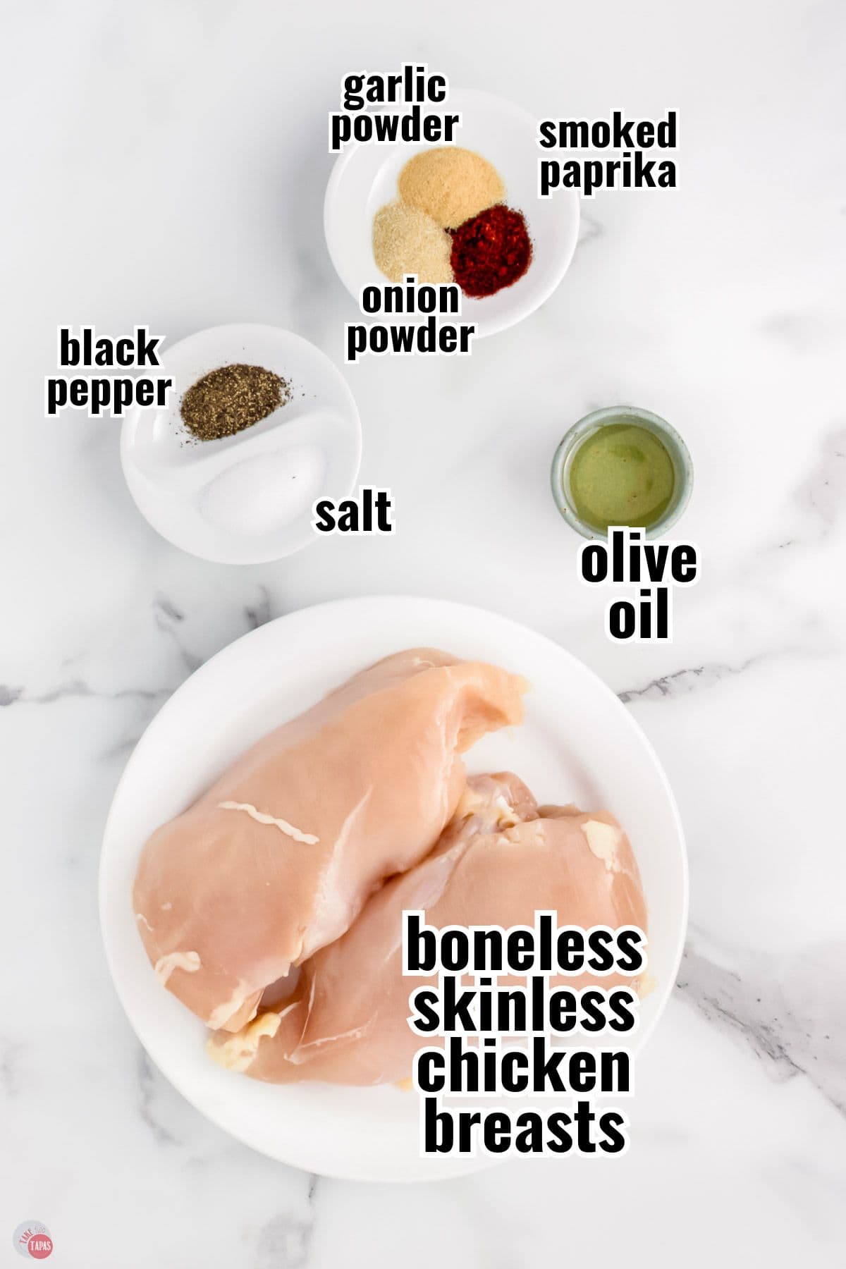 individual ingredients for a recipe with text overlay labeling them
