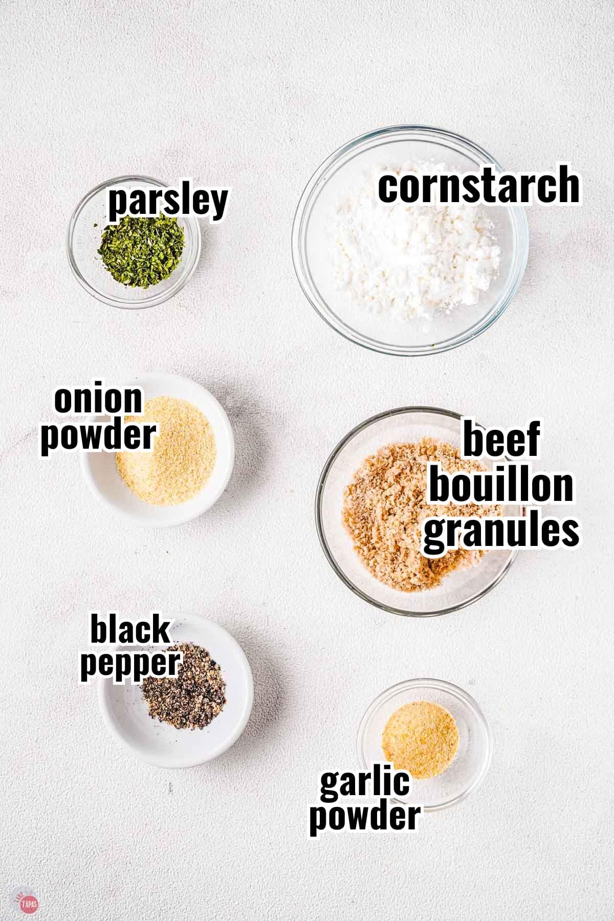 individual ingredients for a recipe with text overlay labeling them
