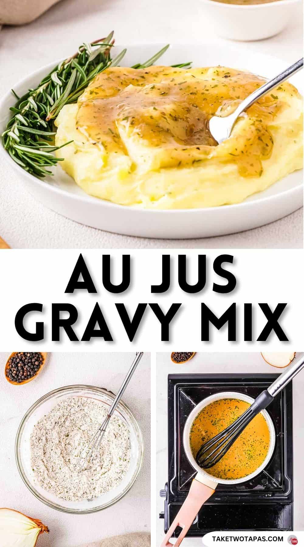 Pinterest pin image for au jus gravy mix recipe
