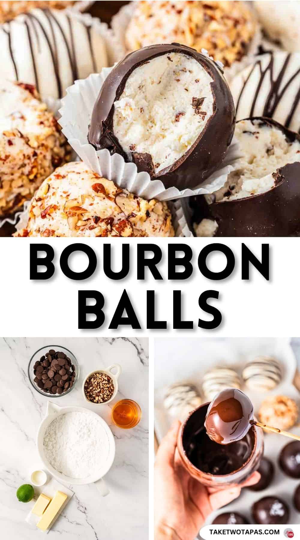 Pinterest pin image for bourbon balls recipe