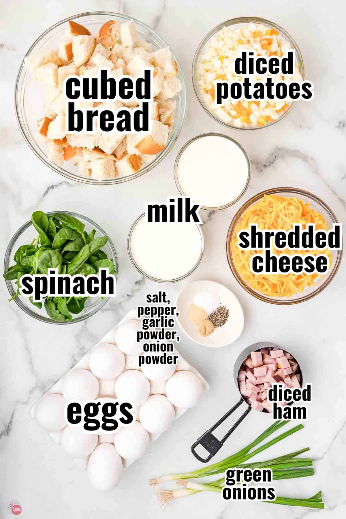 individual ingredients for a recipe with text overlay labeling them

