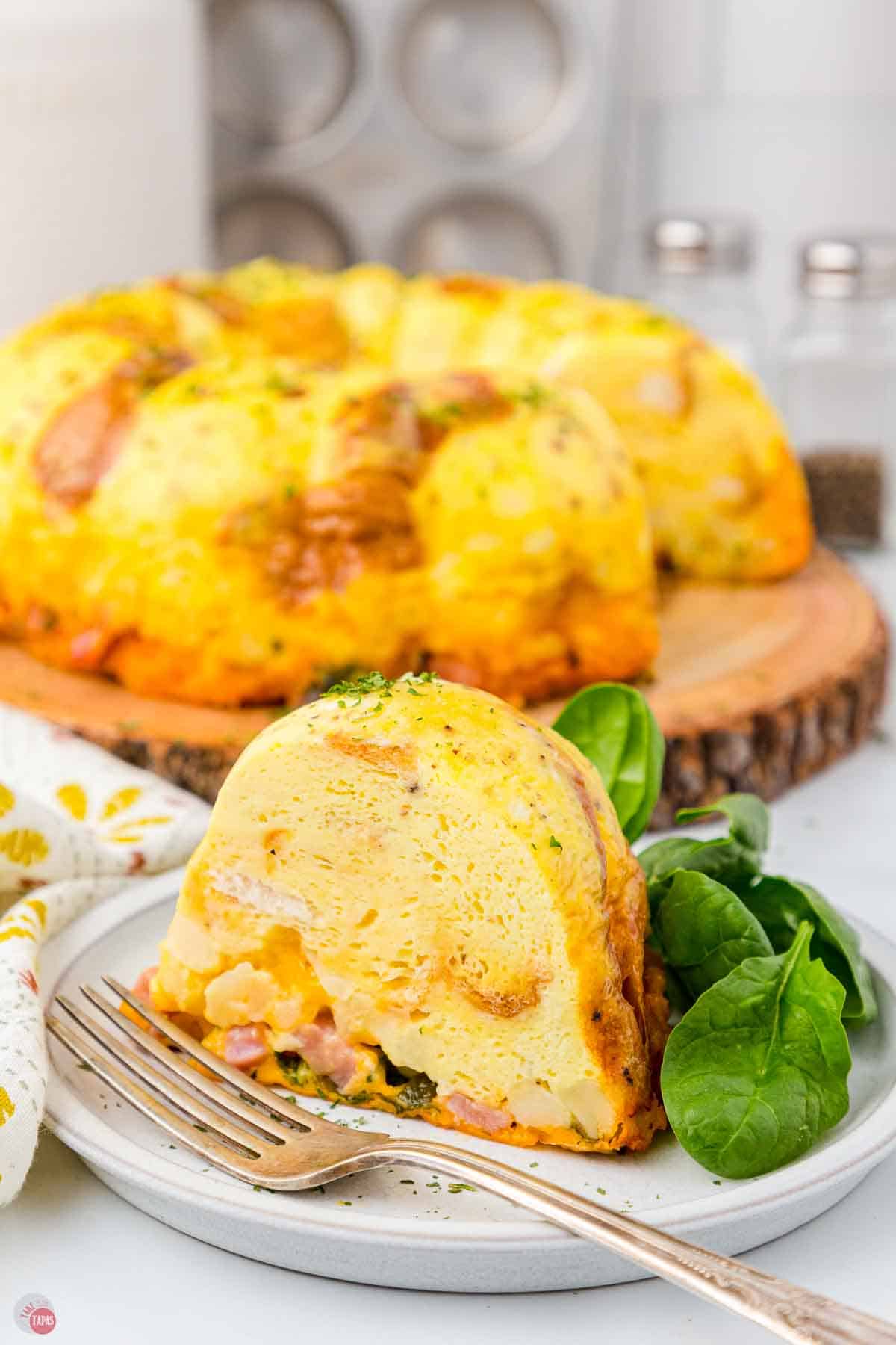 slice of breakfast cake with spinach