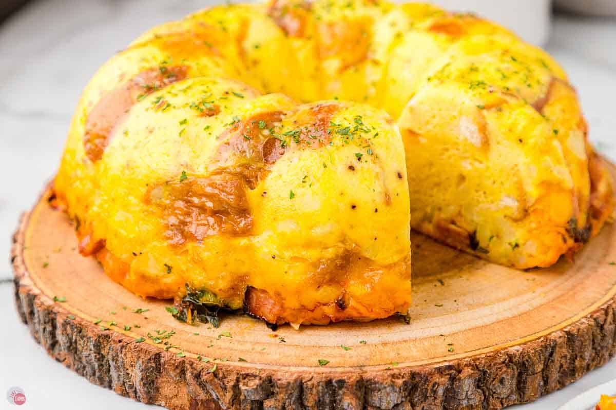 bundt cake with a slice missing