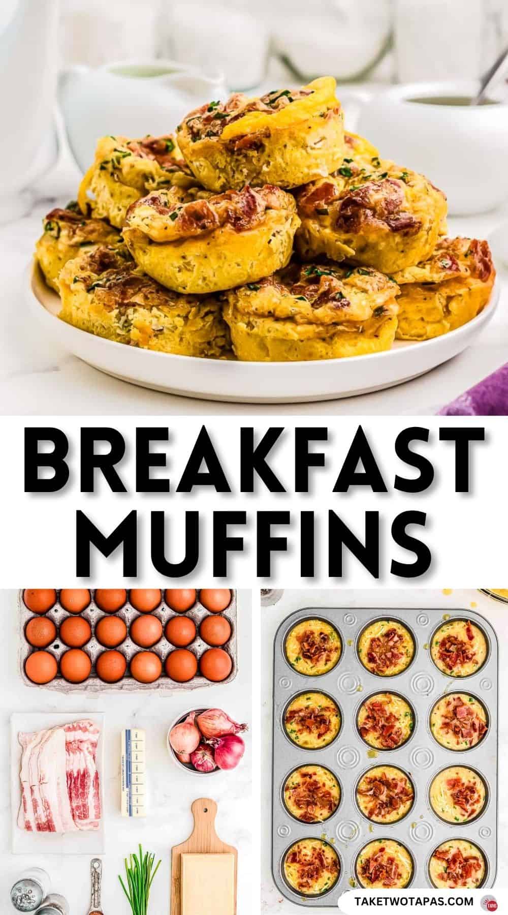 Pinterest pin image for breakfast muffins recipe