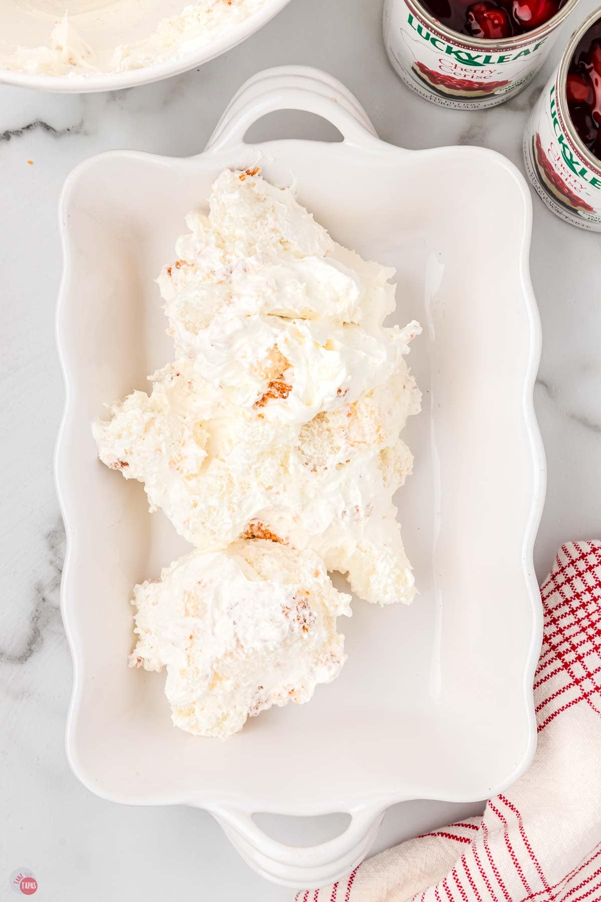 cream filling spread in a white dish