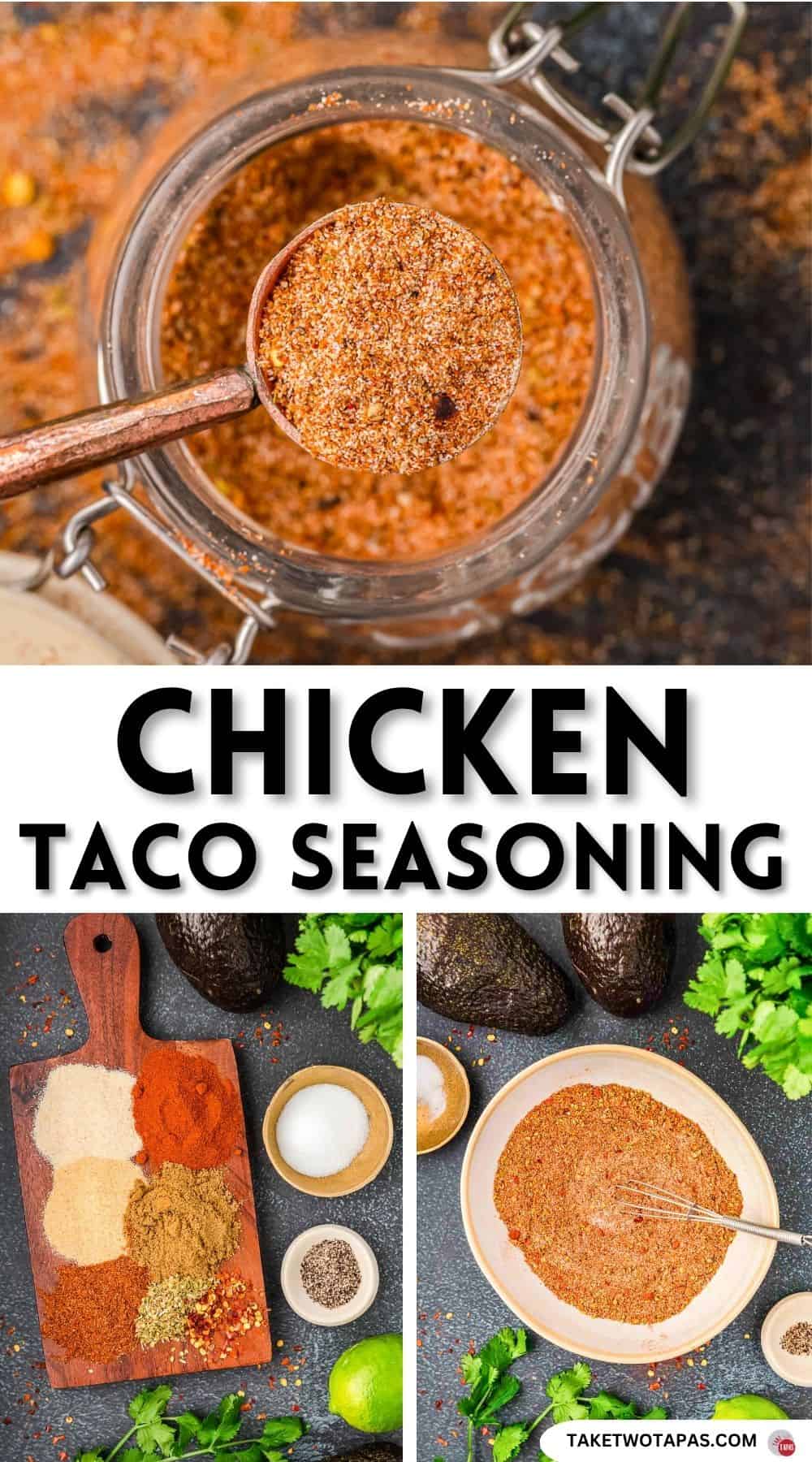 Pinterest pin image for chicken taco seasoning recipe
