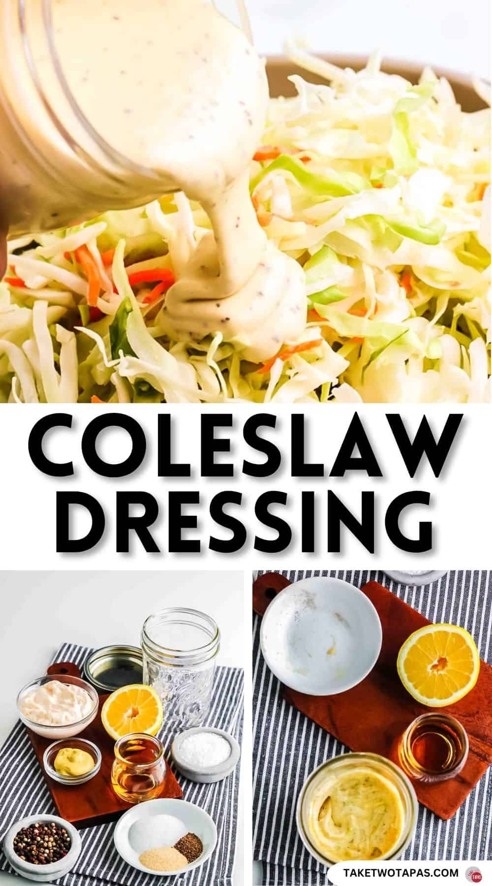 Pinterest pin image for creamy coleslaw dressing recipe