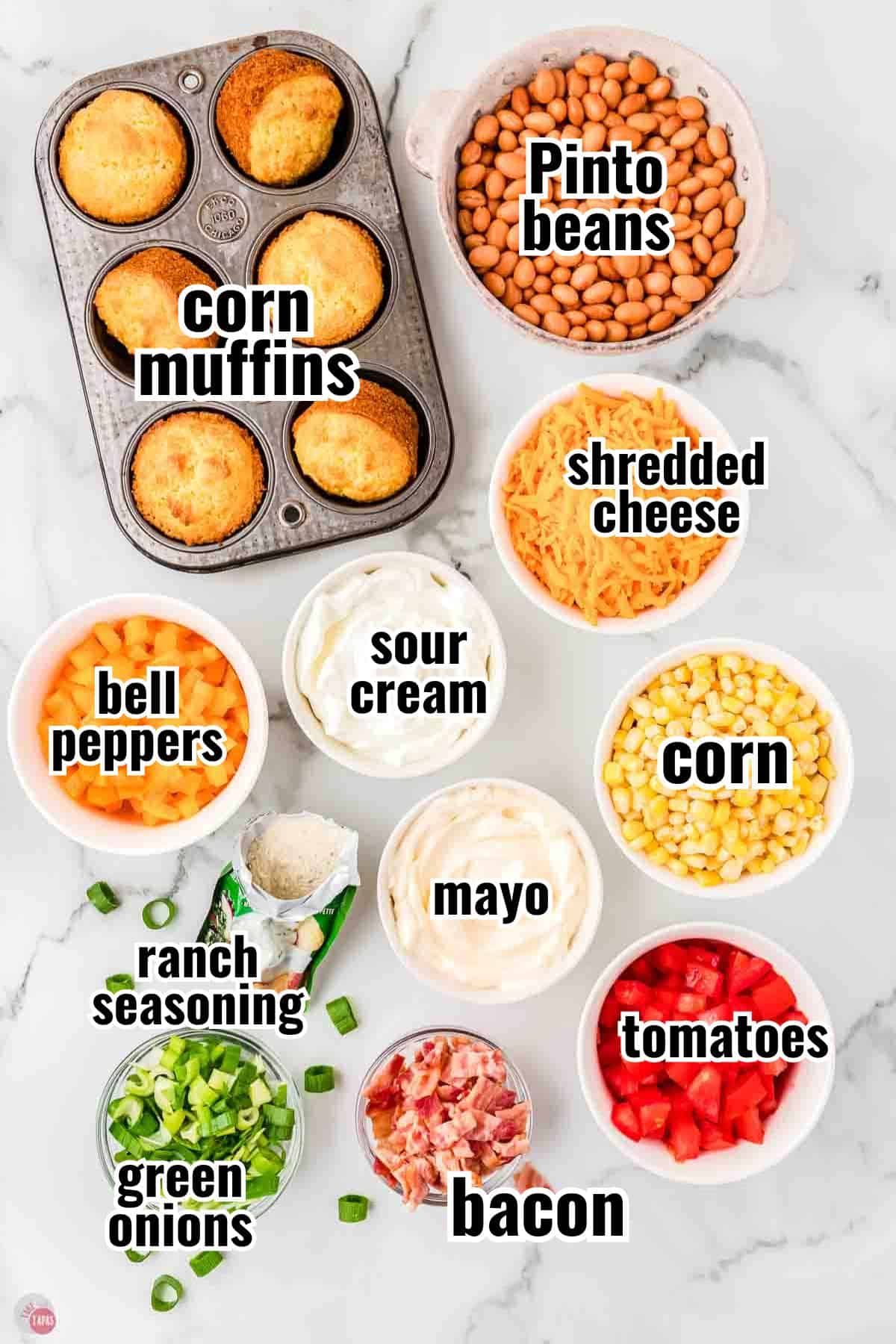 individual ingredients for a recipe with text overlay labeling them
