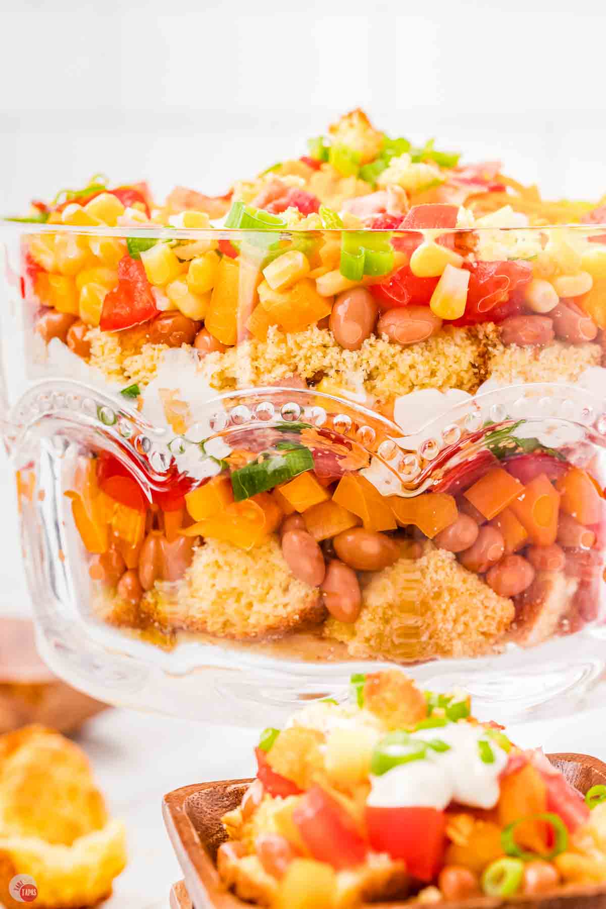 side view of layered salad