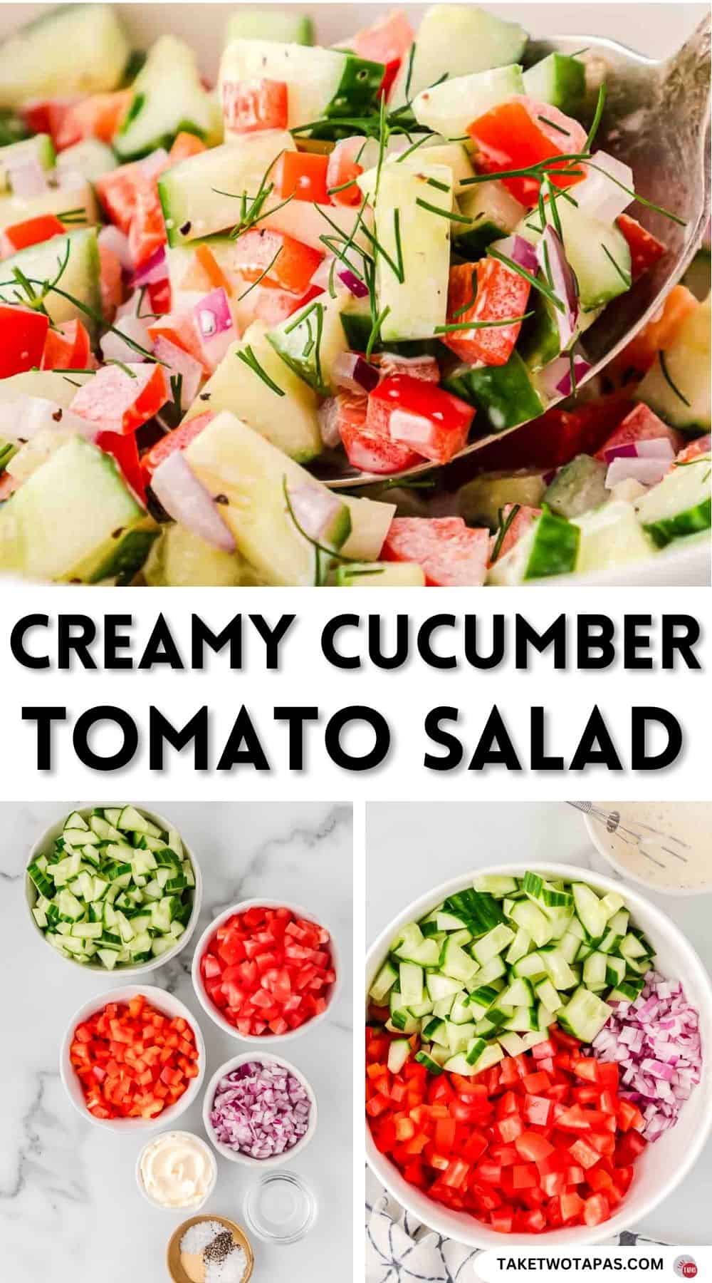 Pinterest pin image for cucumber tomato salad