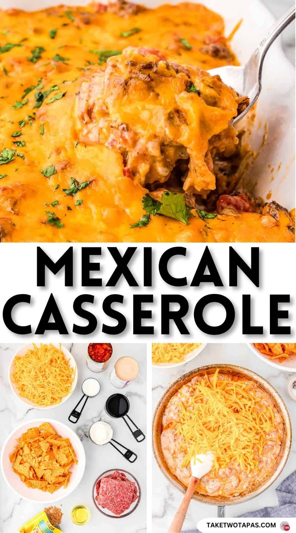Pinterest pin image for a Mexican casserole recipe