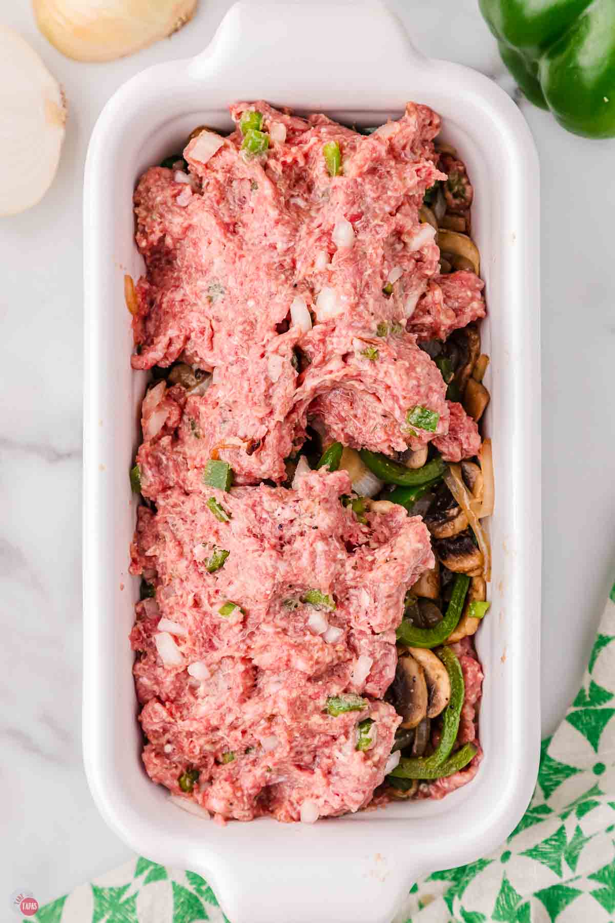 meatloaf in a white baking dish