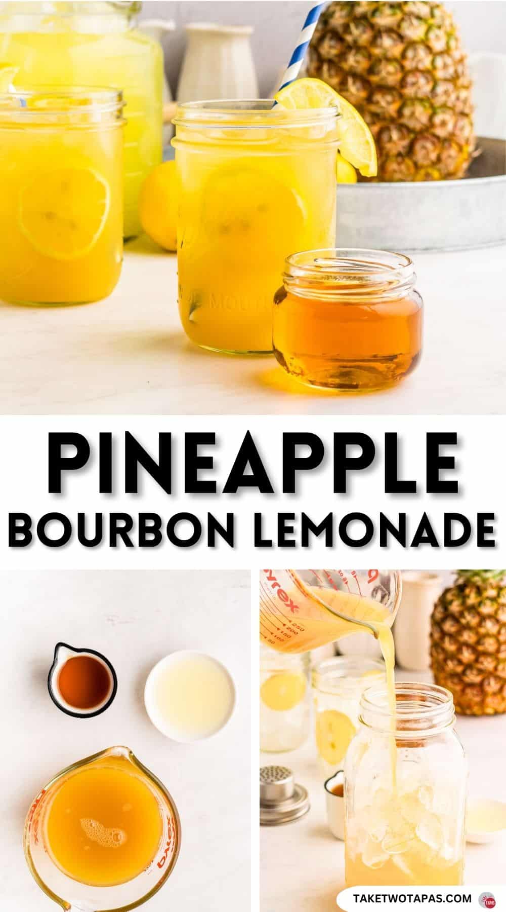 Pinterest pin image for pineapple bourbon lemonade recipe