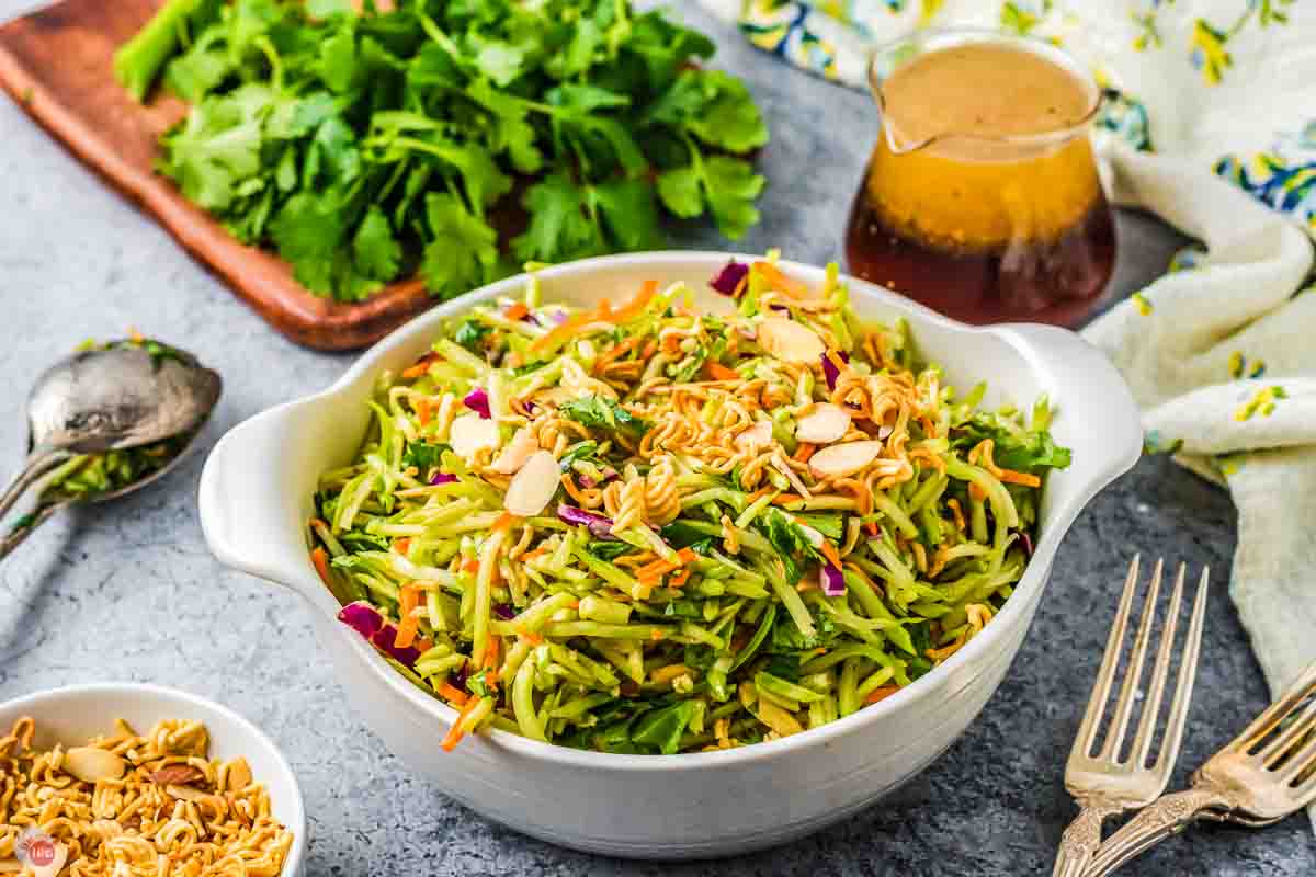 bowl of Asian broccoli slaw