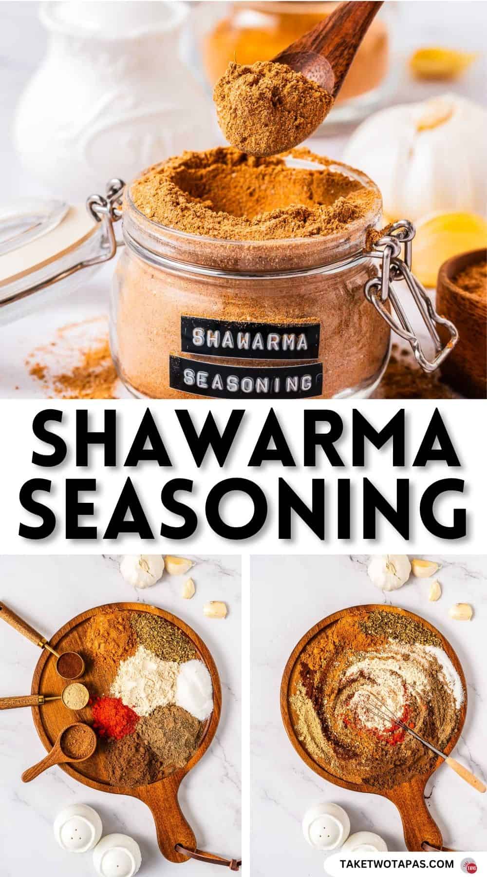 Pinterest pin image for homemade shawarma seasoning recipe
