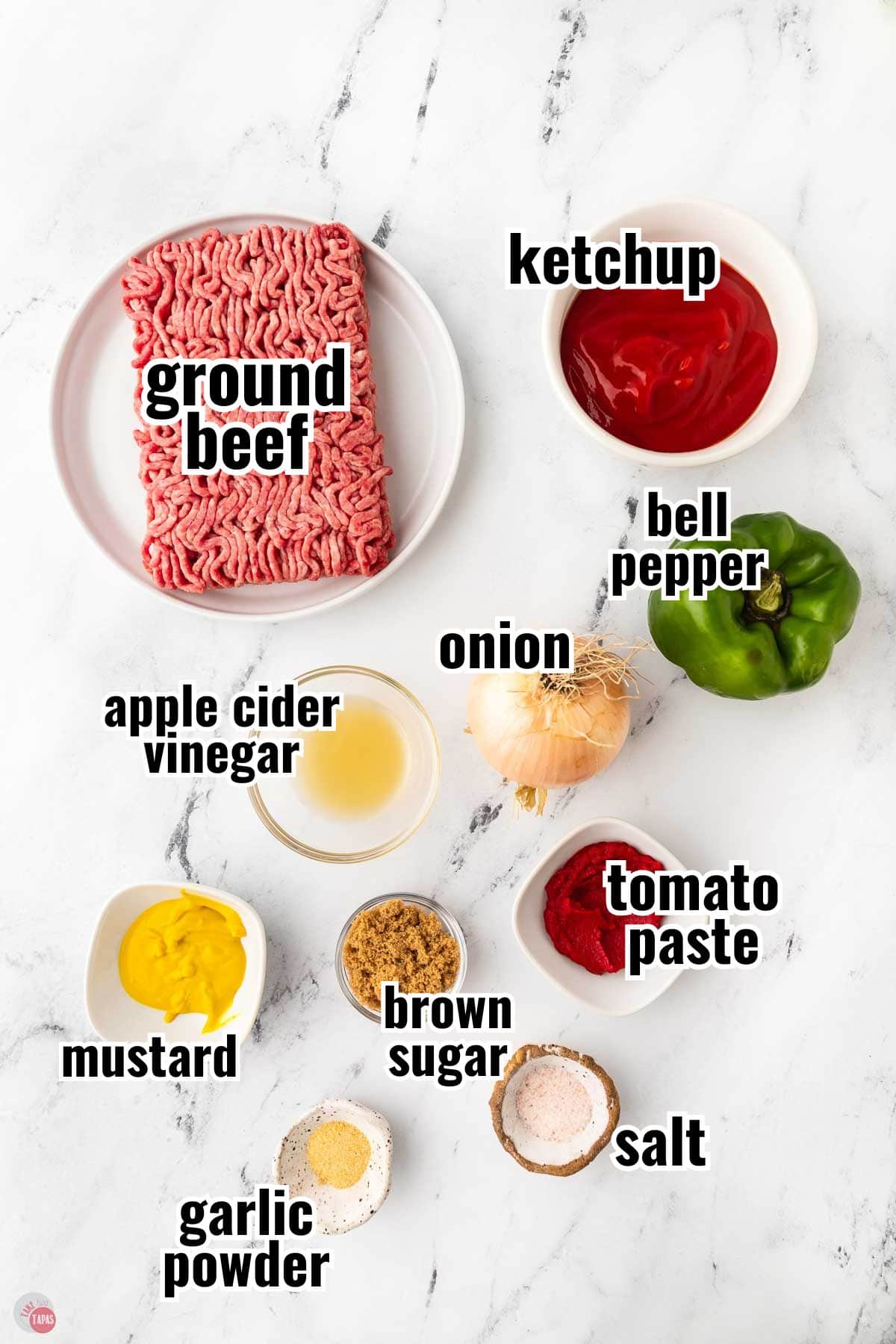 individual ingredients for a recipe with text overlay labeling them

