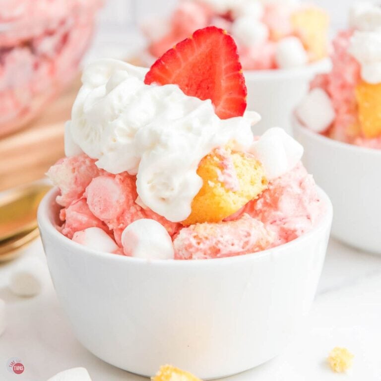 small white bowl of strawberry salad