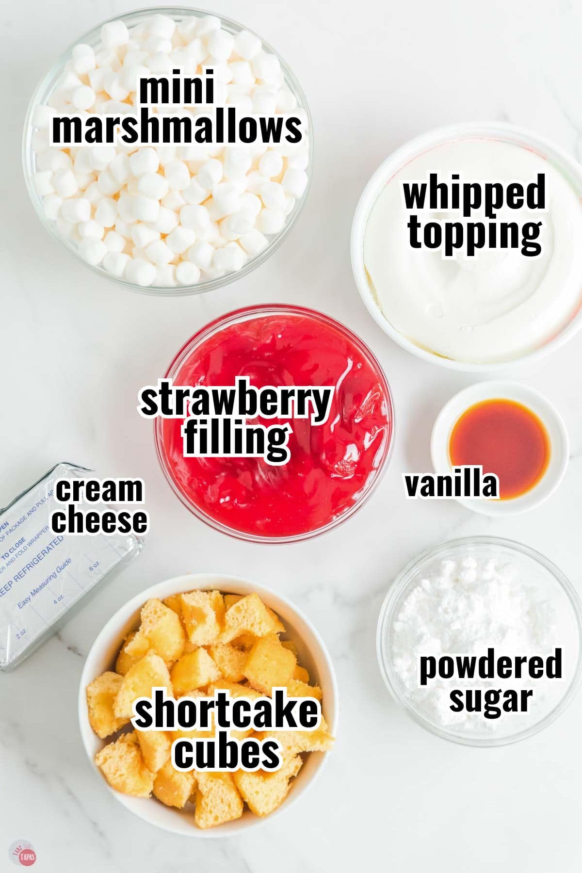 individual ingredients for a recipe with text overlay labeling them
