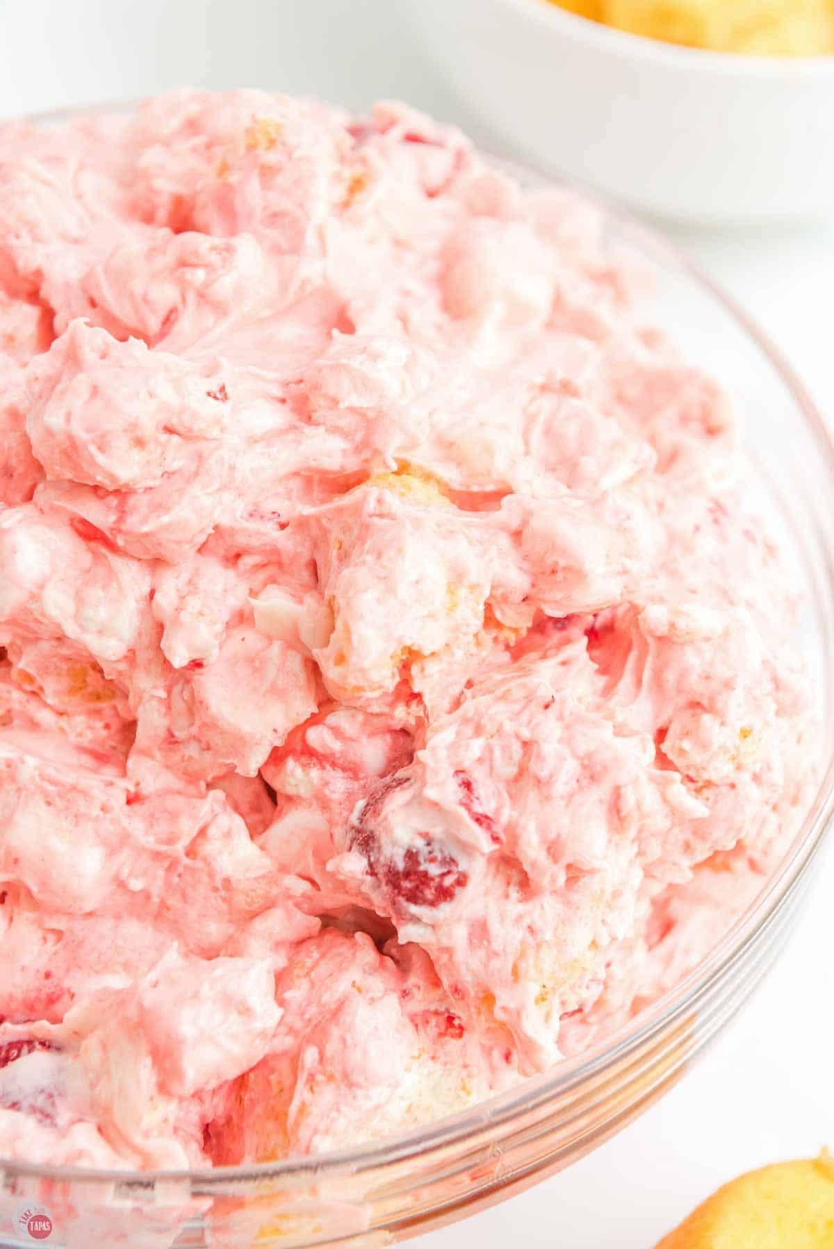 close up of strawberry fluff salad