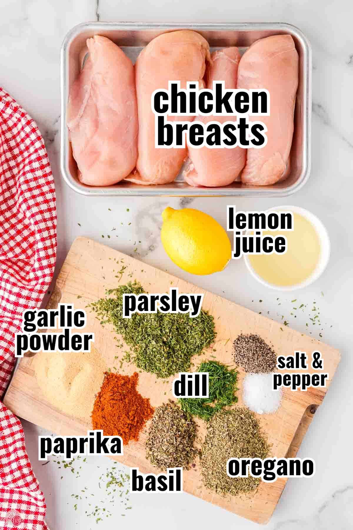 individual ingredients for a recipe with text overlay labeling them
