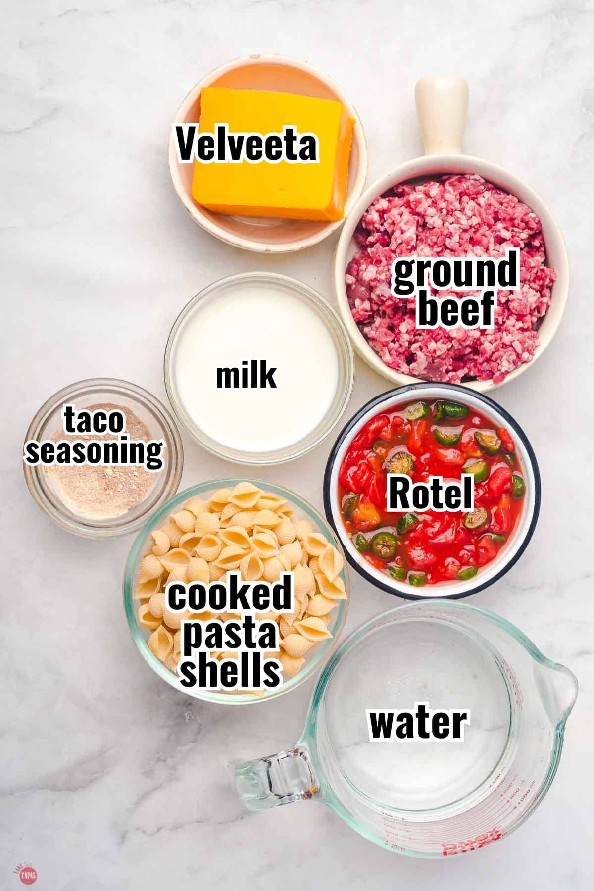 individual ingredients for a recipe with text overlay labeling them
