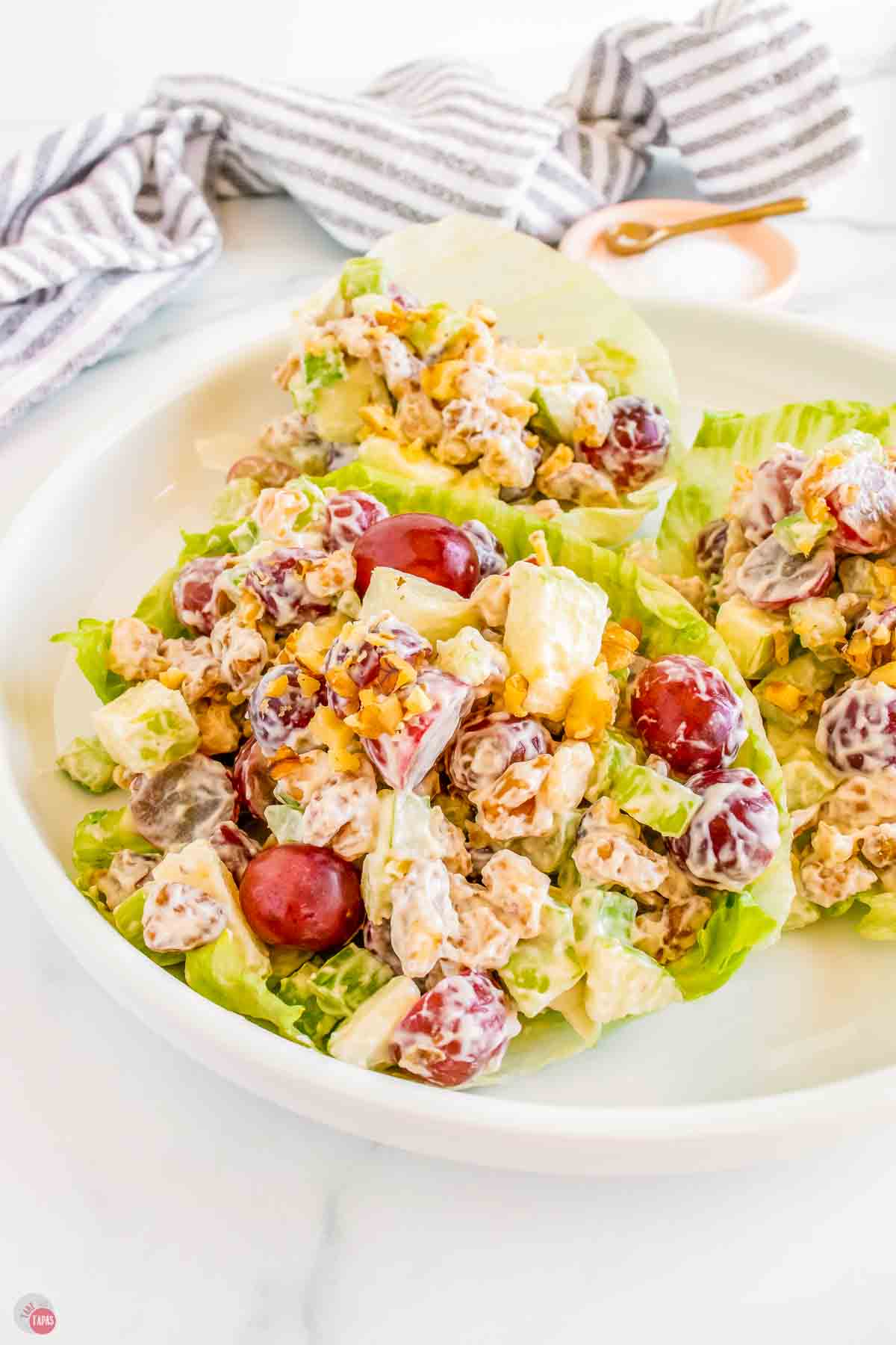 lettuce cup with apples and walnuts