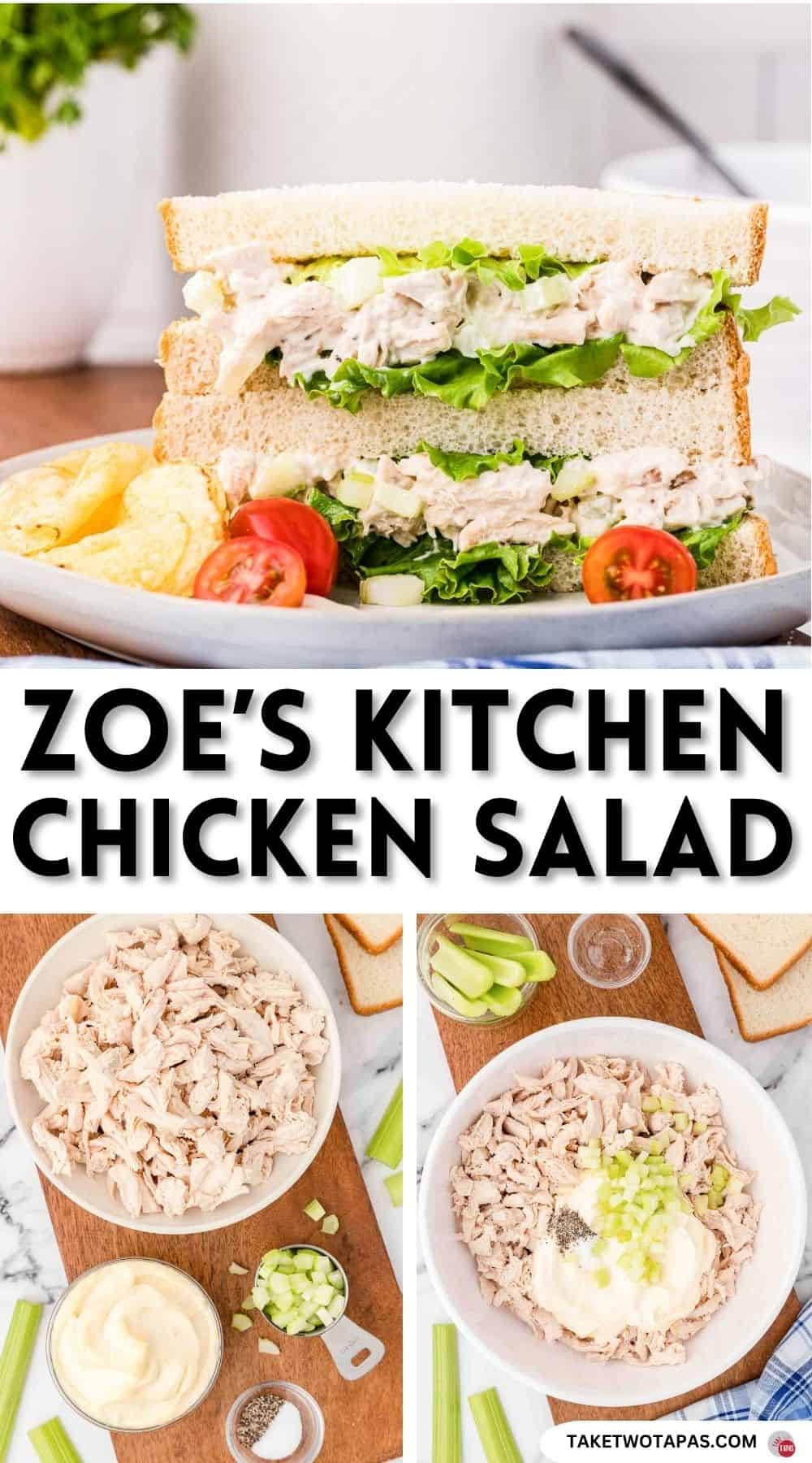 Pinterest pin image for Zoe's Kitchen chicken salad recipe
