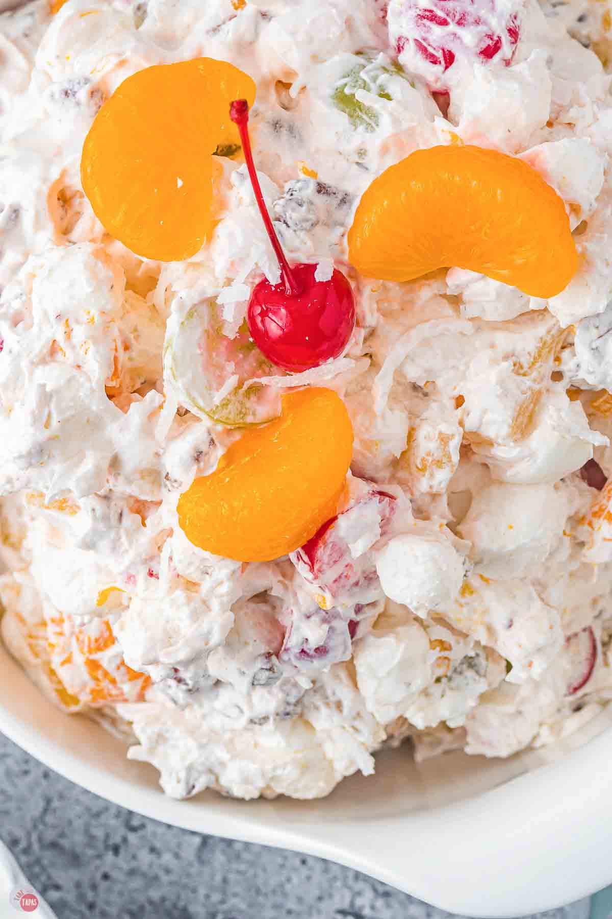 close up of ambrosia salad