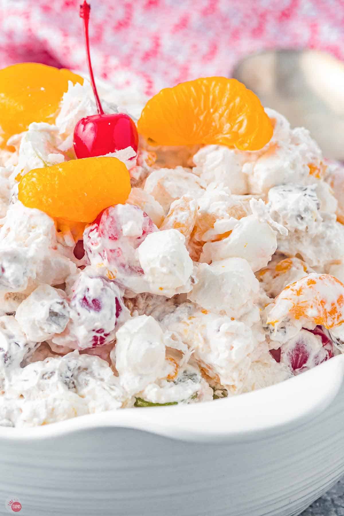 close up of ambrosia salad