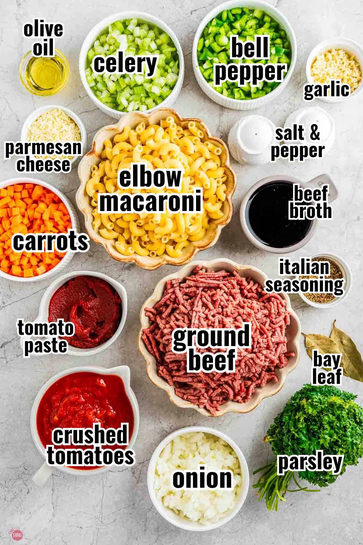 individual ingredients for a recipe with text overlay labeling them
