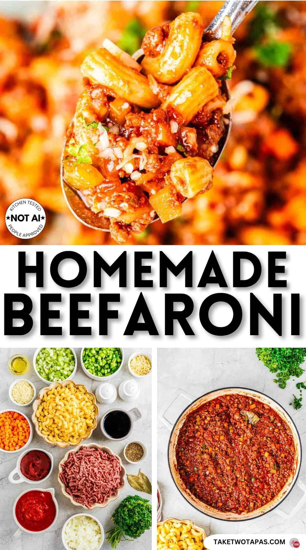 Pinterest pin image for beefaroni recipe