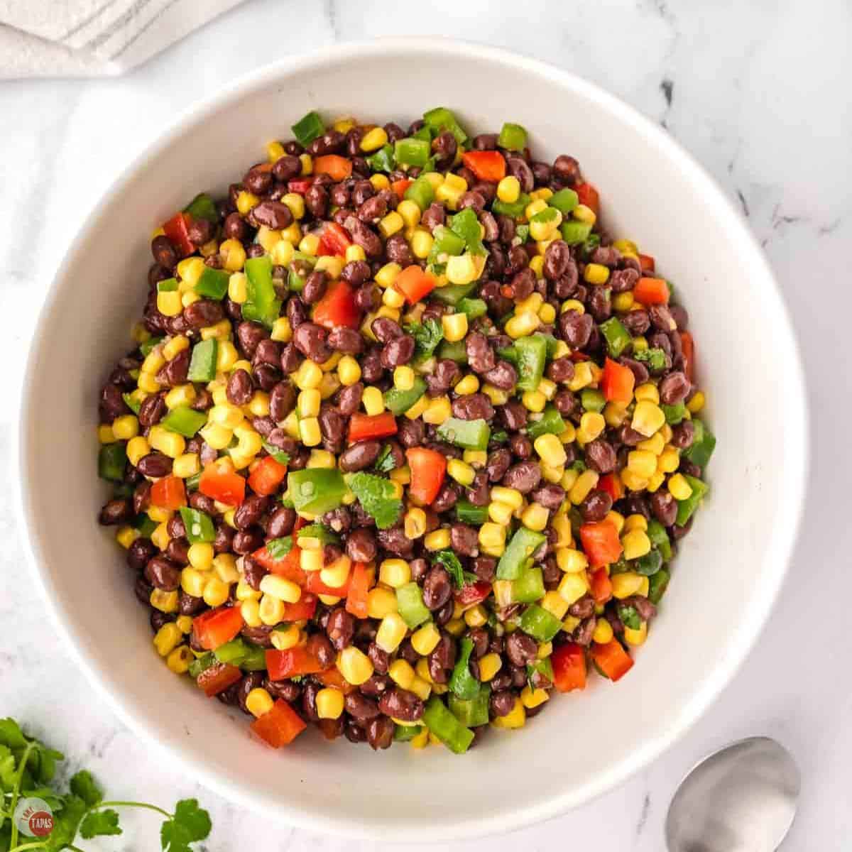 bowl of salad with corn and black beans