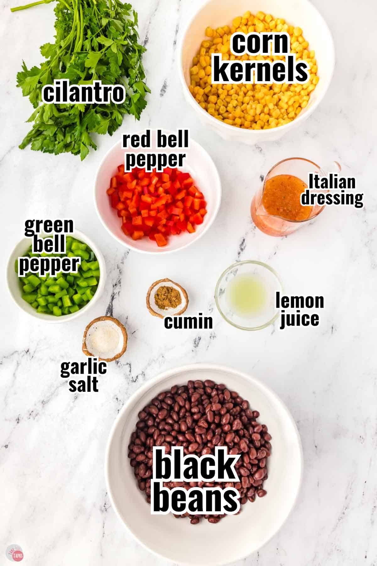 individual ingredients for a recipe with text overlay labeling them
