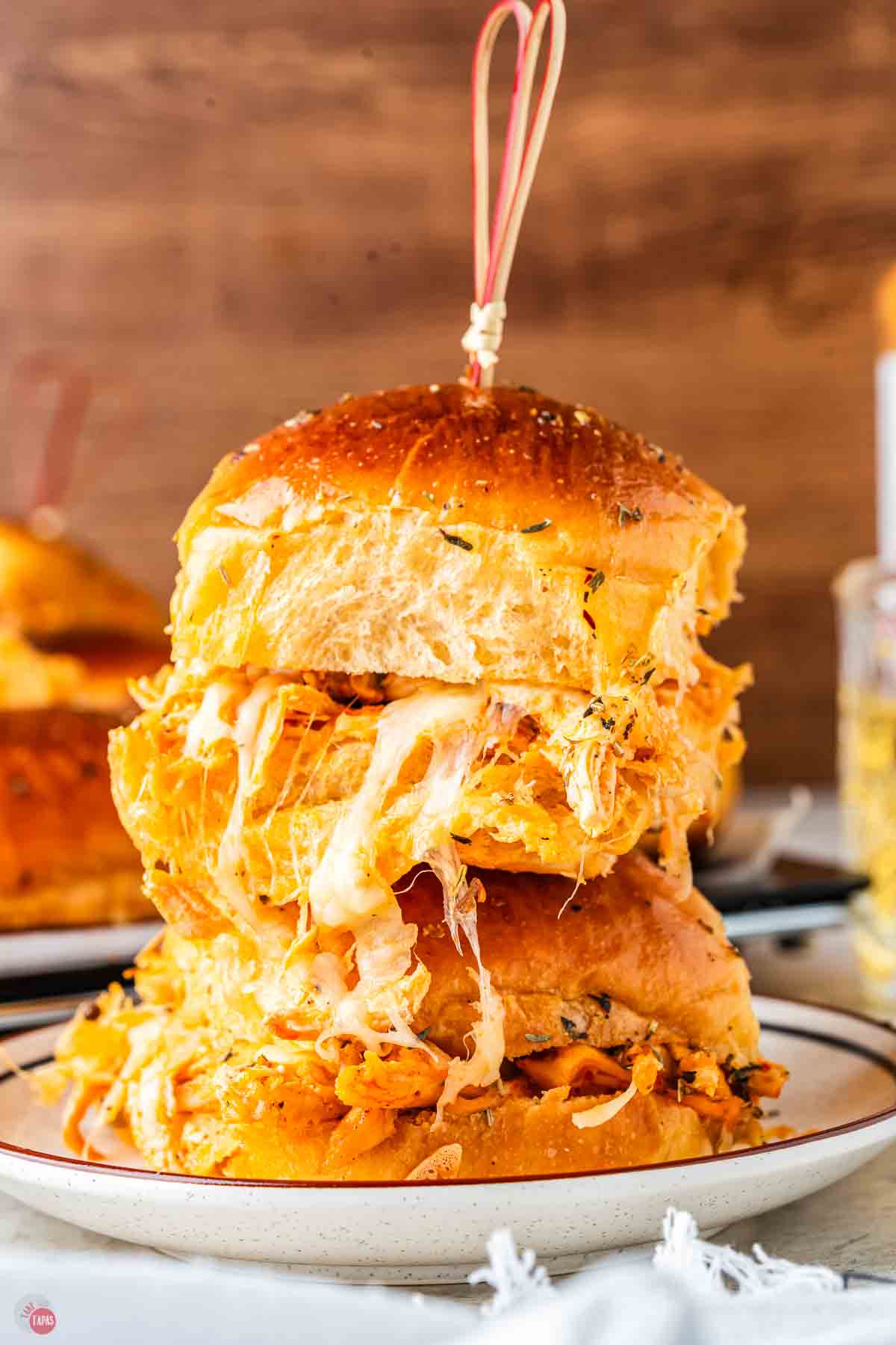 stack of buffalo chicken sliders