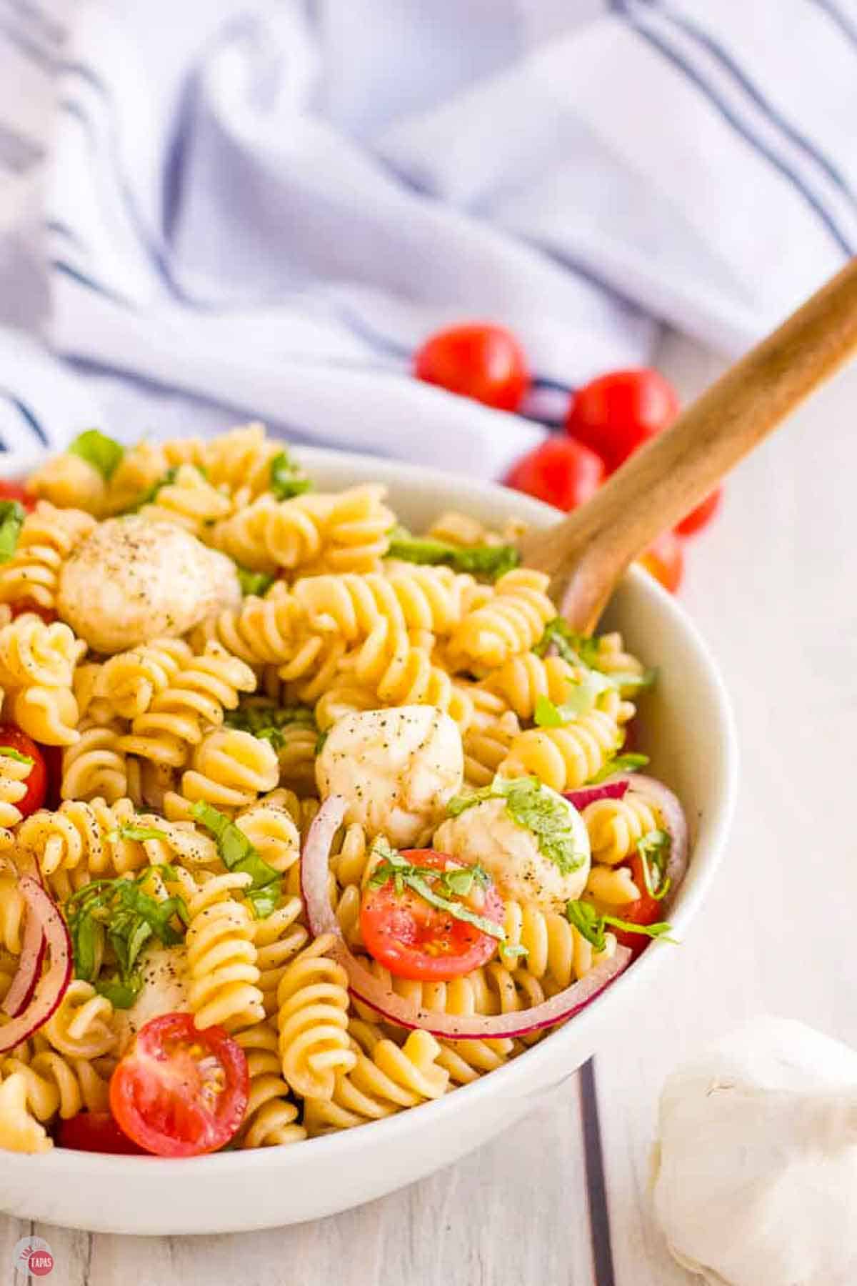 bowl of salad with Italian ingredients