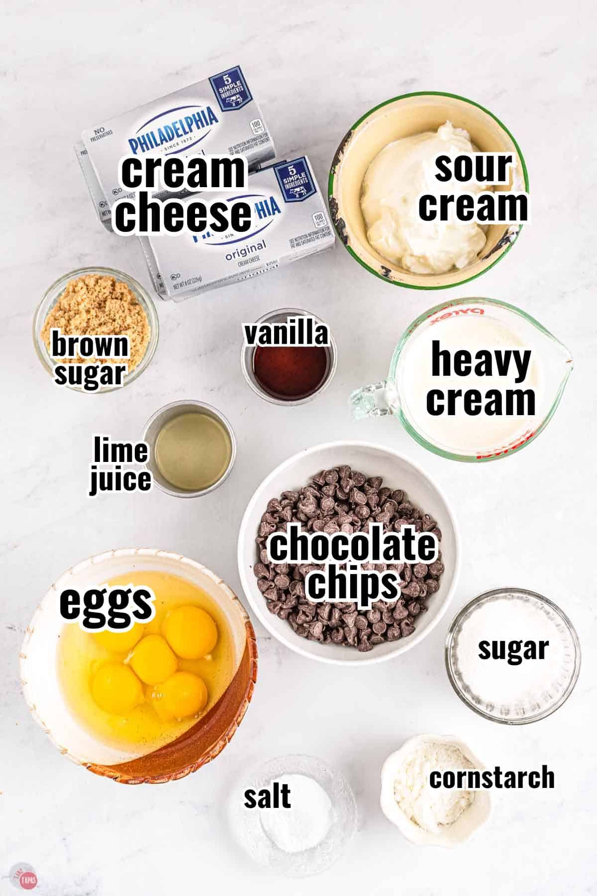 individual ingredients for a recipe with text overlay labeling them