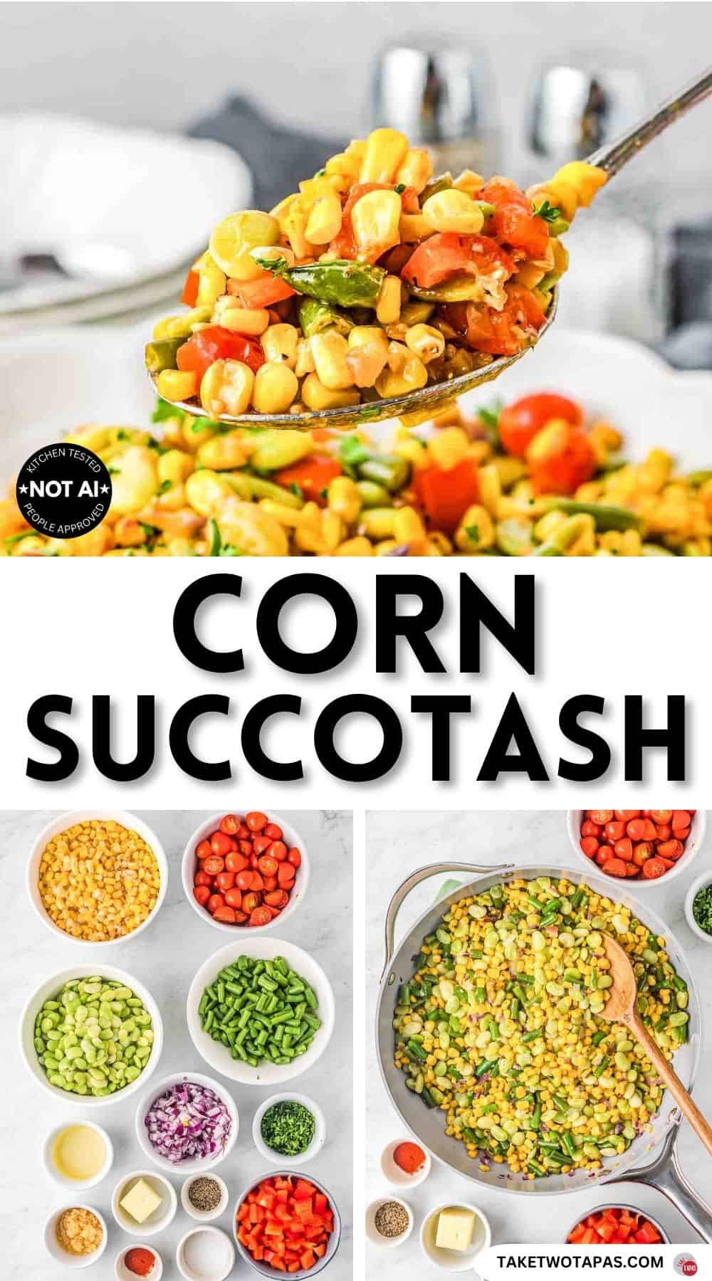 Pinterest pin image for a
corn succotash recipe
