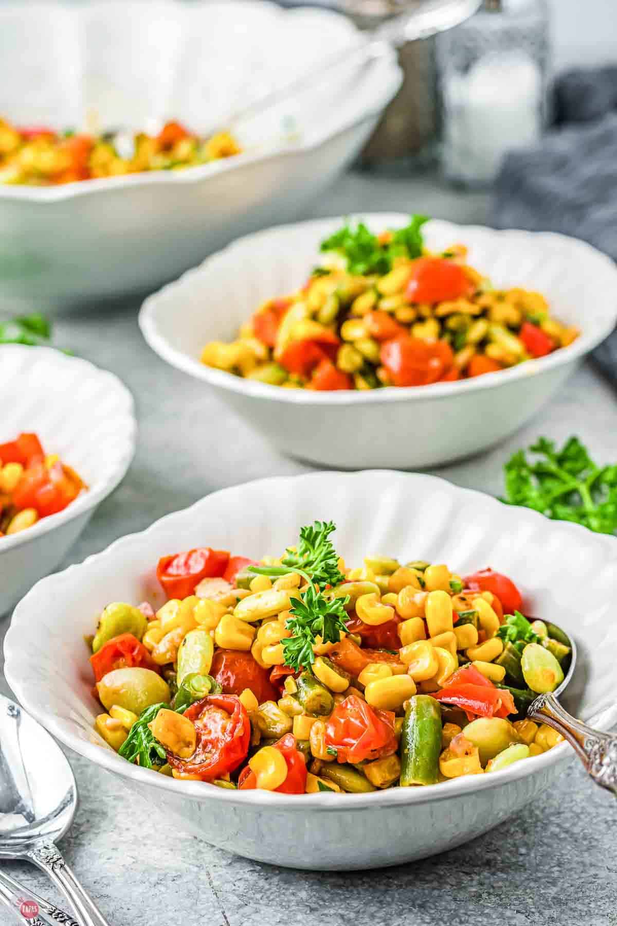 two bowls of corn succotash