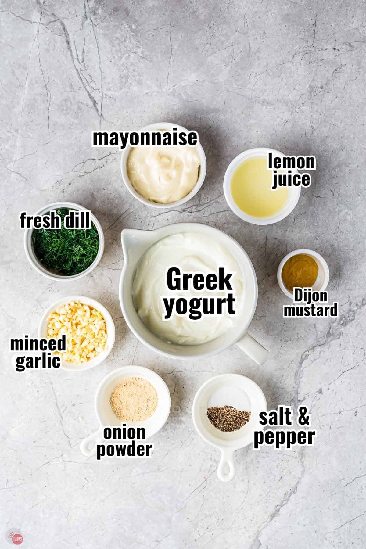 individual ingredients for a recipe with text overlay labeling them
