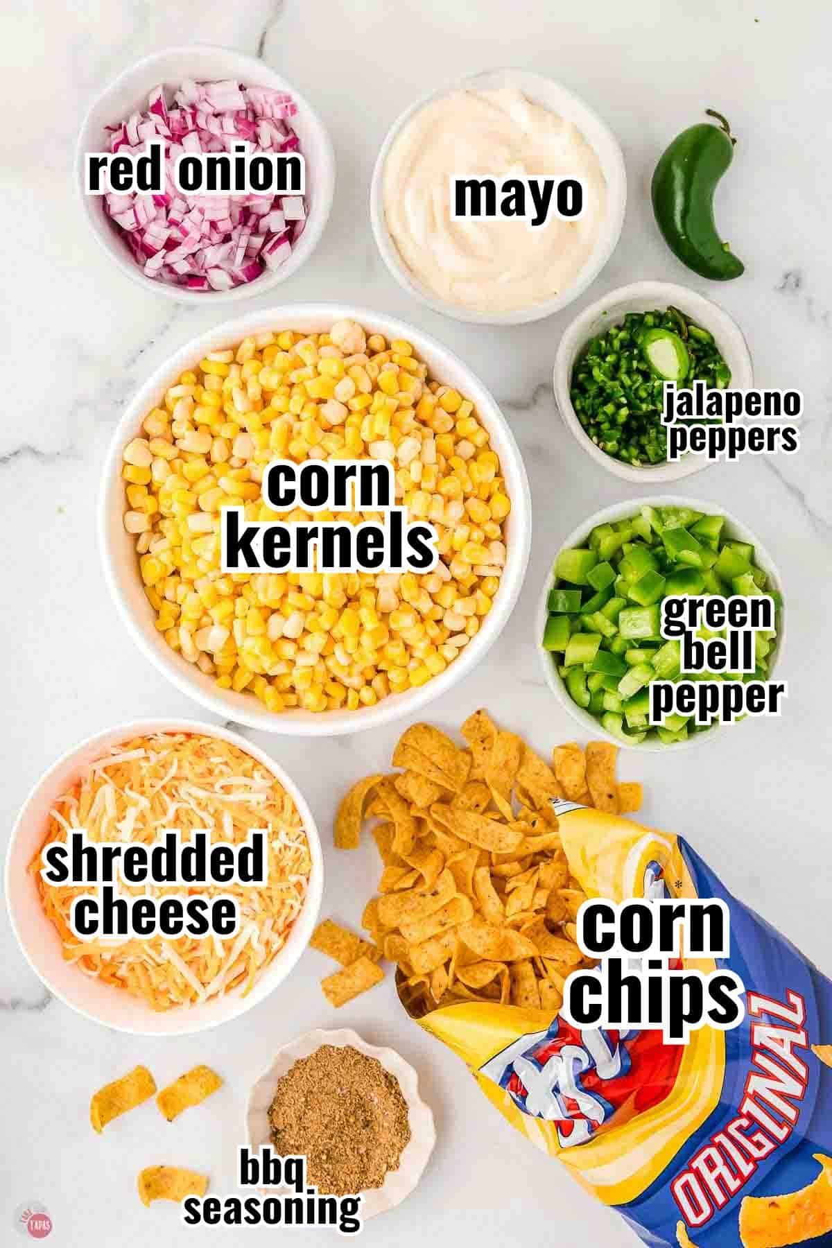 individual ingredients for a recipe with text overlay labeling them
