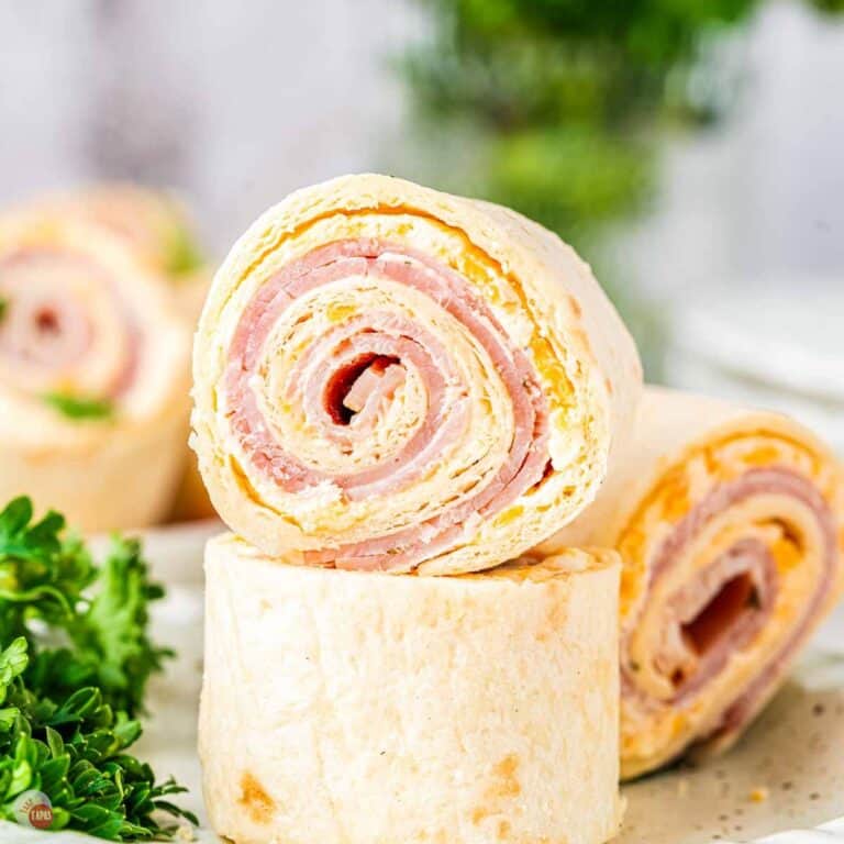 stack of ham and cheese pinwheels