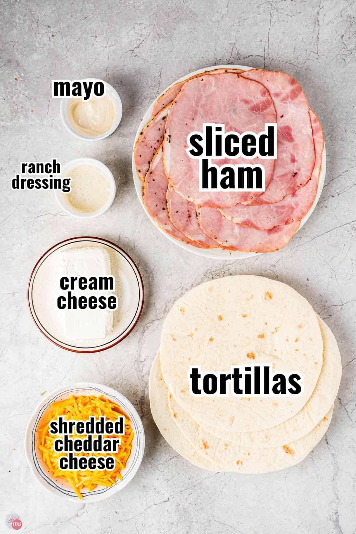 individual ingredients for a recipe with text overlay labeling them
