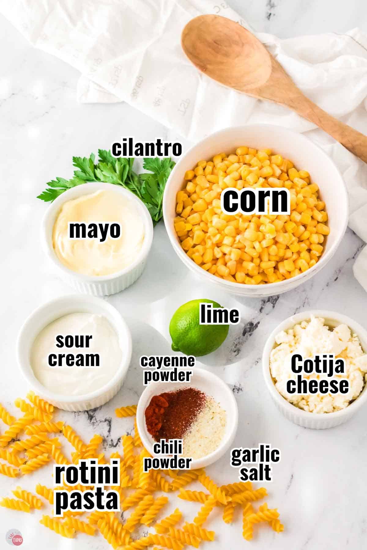 individual ingredients for a recipe with text overlay labeling them
