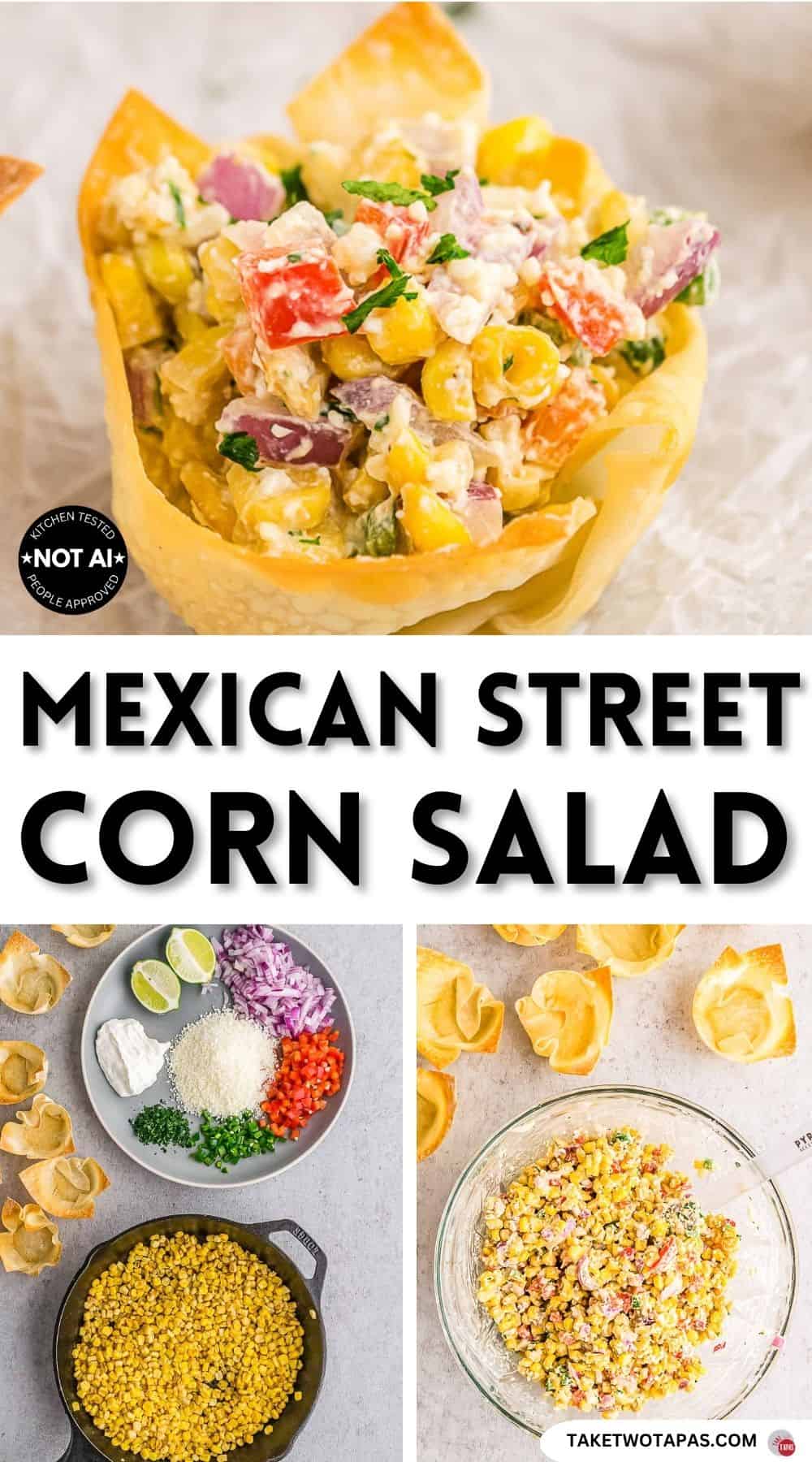 Pinterest pin image for a Mexican street corn salad recipe