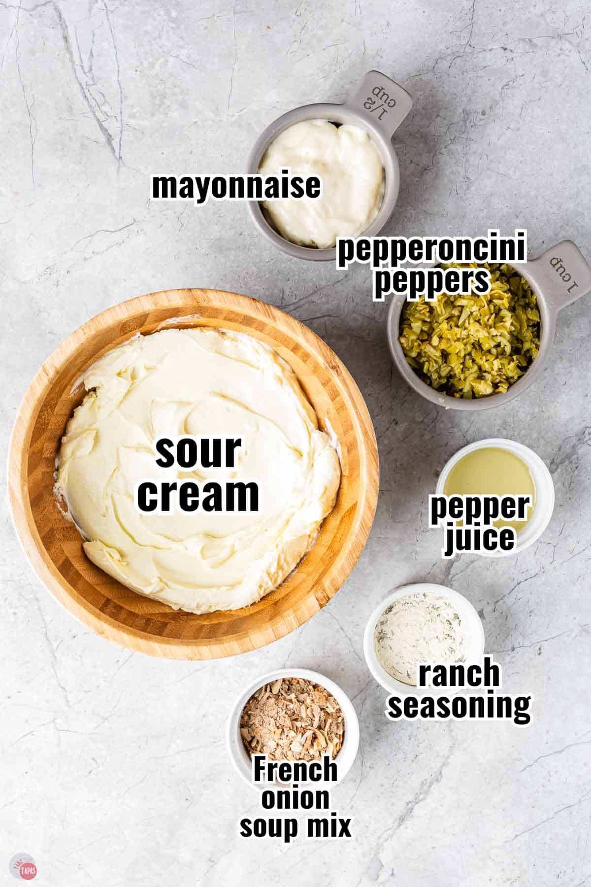 individual ingredients for a recipe with text overlay labeling them
