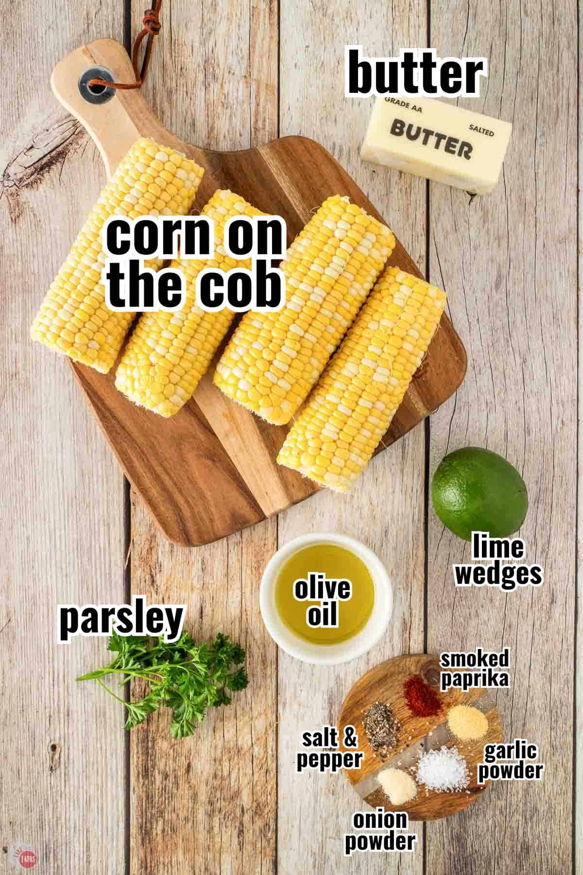 individual ingredients for a recipe with text overlay labeling them