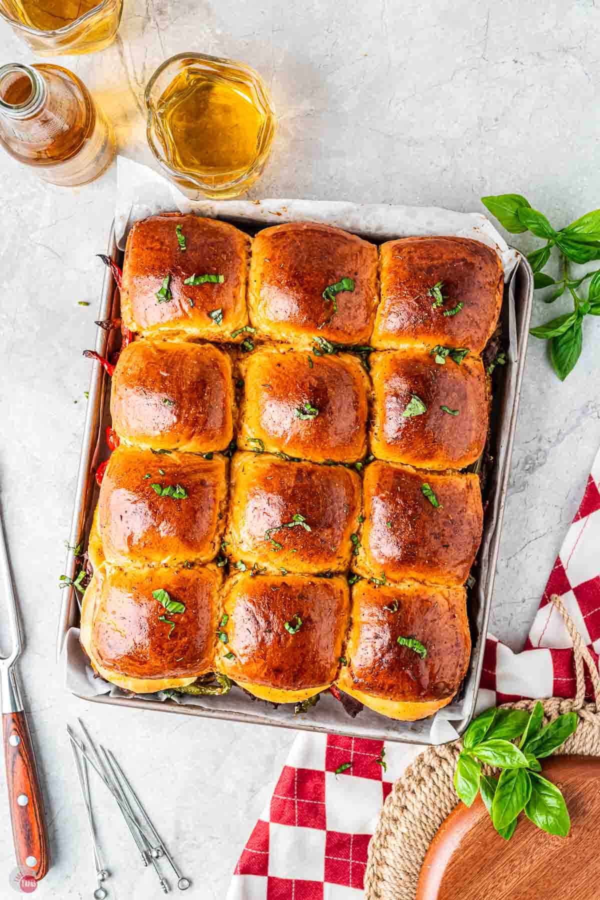 baking sheet of baked sliders