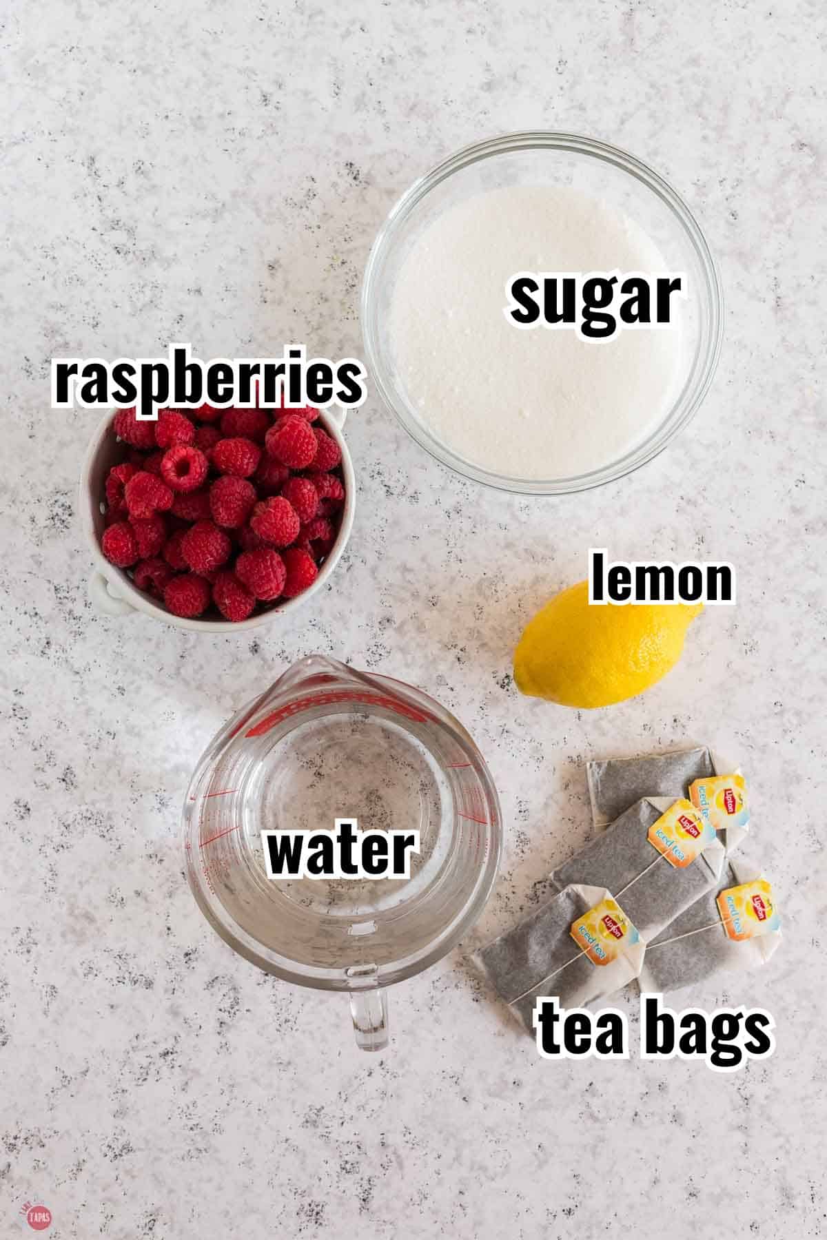 individual ingredients for a recipe with text overlay labeling them