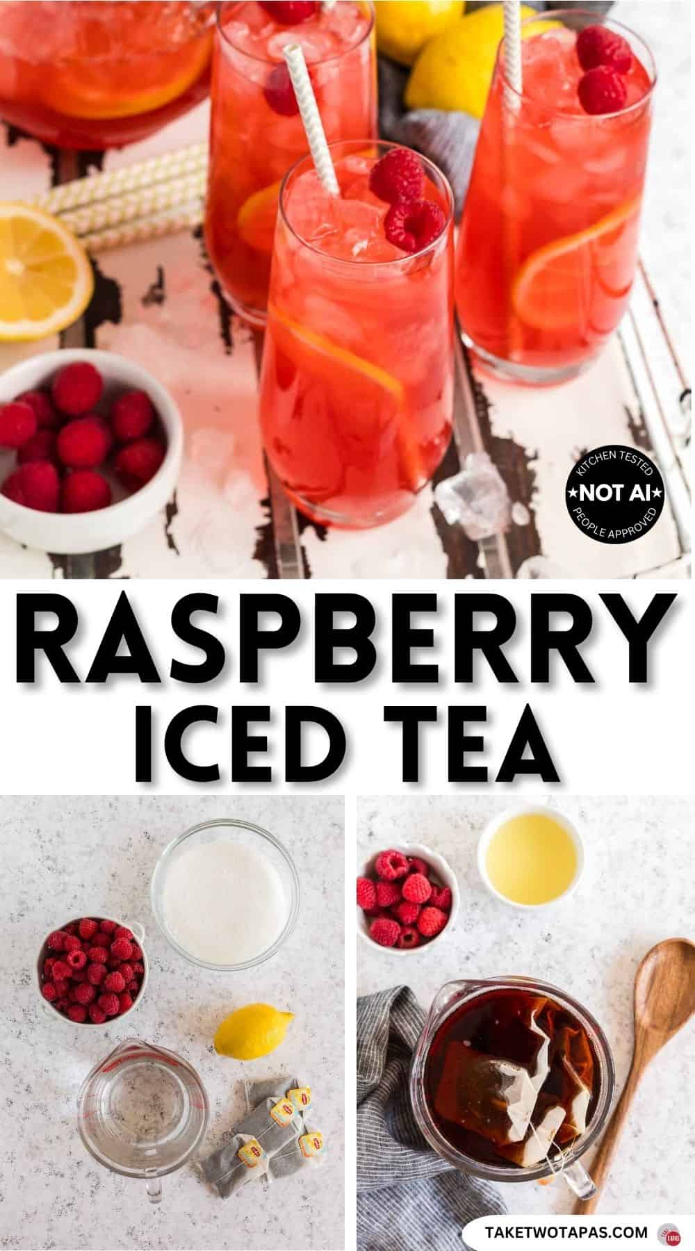 Pinterest pin image for a raspberry iced tea recipe