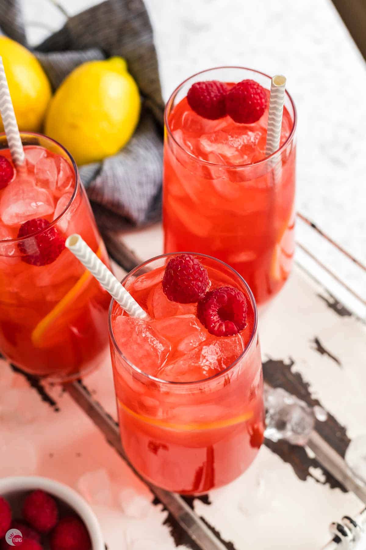 glasses of raspberry iced tea